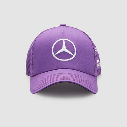 2022 Mercedes AMG Petronas Team Mens LEWIS DRIVER PURPLE TRUCKER CAP