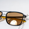 Ducati Mirrored Sunglasses – Black Frame with Yellow Tips & Double Bridge